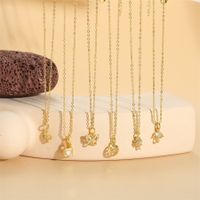Simple Style Flower Butterfly Lock Brass 14k Gold Plated Pendant Necklace In Bulk main image 1