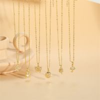 Simple Style Flower Butterfly Lock Brass 14k Gold Plated Pendant Necklace In Bulk main image 7