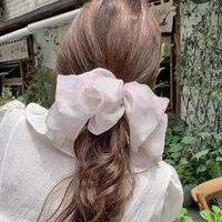 New Fashion Solid Color Chiffon Bow Barrettes Female Hair Clip Headdress sku image 3