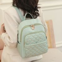 One Size Solid Color Daily School Backpack sku image 2