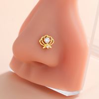 Classic Style Animal Cross Stainless Steel Copper Plating Inlay Zircon 18k Gold Plated Nose Studs sku image 12