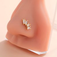 Classic Style Animal Cross Stainless Steel Copper Plating Inlay Zircon 18k Gold Plated Nose Studs sku image 5