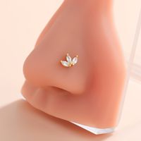 Classic Style Animal Cross Stainless Steel Copper Plating Inlay Zircon 18k Gold Plated Nose Studs sku image 11