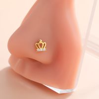 Classic Style Animal Cross Stainless Steel Copper Plating Inlay Zircon 18k Gold Plated Nose Studs sku image 9