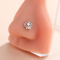Classic Style Animal Cross Stainless Steel Copper Plating Inlay Zircon 18k Gold Plated Nose Studs sku image 8