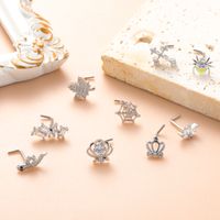 Classic Style Animal Cross Stainless Steel Copper Plating Inlay Zircon 18k Gold Plated Nose Studs main image 5