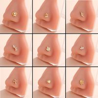 Classic Style Animal Cross Stainless Steel Copper Plating Inlay Zircon 18k Gold Plated Nose Studs main image 4