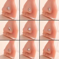 Classic Style Animal Cross Stainless Steel Copper Plating Inlay Zircon 18k Gold Plated Nose Studs main image 3