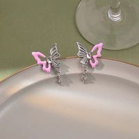 1 Pair Cute Butterfly Inlay Alloy Artificial Gemstones Drop Earrings main image 3