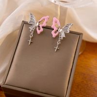 1 Pair Cute Butterfly Inlay Alloy Artificial Gemstones Drop Earrings main image 7