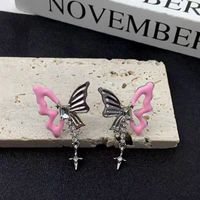 1 Pair Cute Butterfly Inlay Alloy Artificial Gemstones Drop Earrings main image 1