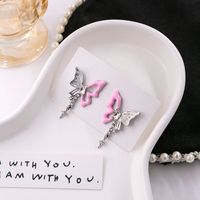 1 Pair Cute Butterfly Inlay Alloy Artificial Gemstones Drop Earrings main image 5