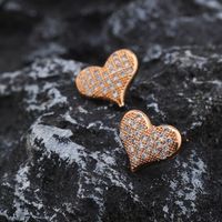 1 Pair Vintage Style Heart Shape Butterfly Plating Inlay Copper Zircon 24k Gold Plated Rose Gold Plated Ear Studs main image 1