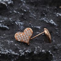 1 Pair Vintage Style Heart Shape Butterfly Plating Inlay Copper Zircon 24k Gold Plated Rose Gold Plated Ear Studs main image 4