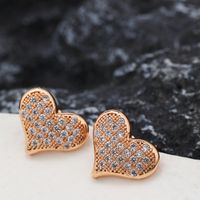 1 Pair Vintage Style Heart Shape Butterfly Plating Inlay Copper Zircon 24k Gold Plated Rose Gold Plated Ear Studs main image 3