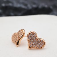 1 Pair Vintage Style Heart Shape Butterfly Plating Inlay Copper Zircon 24k Gold Plated Rose Gold Plated Ear Studs sku image 2