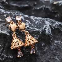 1 Pair Vintage Style Bell Plating Inlay Copper Zircon 24k Gold Plated Rose Gold Plated Drop Earrings main image 1