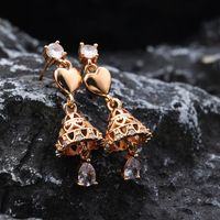 1 Pair Vintage Style Bell Plating Inlay Copper Zircon 24k Gold Plated Rose Gold Plated Drop Earrings main image 3