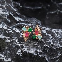 1 Pair Vintage Style Bell Plating Inlay Copper Zircon 24k Gold Plated Rose Gold Plated Ear Studs sku image 1