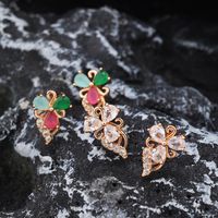 1 Pair Vintage Style Bell Plating Inlay Copper Zircon 24k Gold Plated Rose Gold Plated Ear Studs main image 1