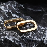 1 Pair Retro Punk Solid Color Plating Stainless Steel 24k Gold Plated Rose Gold Plated Hoop Earrings main image 5