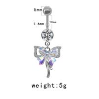 Casual Streetwear Moon Heart Shape Bow Knot Stainless Steel Glass Copper Plating Inlay Zircon White Gold Plated Belly Ring sku image 8