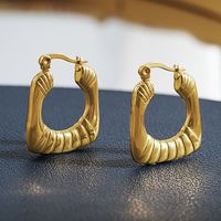 1 Pair Hip-Hop Retro Solid Color Plating 304 Stainless Steel 18K Gold Plated Earrings main image 2