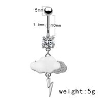 Casual Streetwear Moon Heart Shape Bow Knot Stainless Steel Glass Copper Plating Inlay Zircon White Gold Plated Belly Ring sku image 1