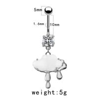 Casual Streetwear Moon Heart Shape Bow Knot Stainless Steel Glass Copper Plating Inlay Zircon White Gold Plated Belly Ring sku image 3