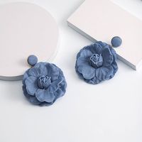 1 Piece Casual Nordic Style Flower Cloth Silver Plated Drop Earrings main image 4