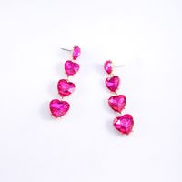 1 Pair Elegant Vintage Style Lady Heart Shape Plating Inlay Alloy Artificial Rhinestones Gold Plated Drop Earrings main image 7
