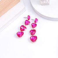 1 Pair Elegant Vintage Style Lady Heart Shape Plating Inlay Alloy Artificial Rhinestones Gold Plated Drop Earrings main image 3