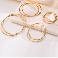 1 Pair Simple Style Geometric 304 Stainless Steel Gold Plated Hoop Earrings main image 1