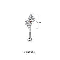 Simple Style Geometric Heart Shape Floral Stainless Steel Copper Plating Inlay Rhinestones Zircon White Gold Plated Gold Plated Eyebrow Nails sku image 3