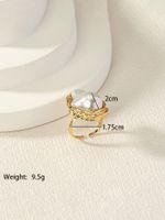 Retro Commute Korean Style Irregular Geometric Alloy Baroque Pearls Plating Women's Rings main image 6