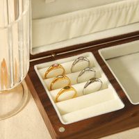 304 Stainless Steel Casual Korean Style Plating Inlay Round Zircon Rings main image 3