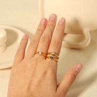 304 Stainless Steel Casual Korean Style Plating Inlay Round Zircon Rings main image 5