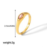 304 Stainless Steel Casual Korean Style Plating Inlay Round Zircon Rings sku image 16