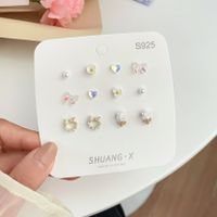 Fashion Heart Shape Flower Butterfly Alloy Plating Women's Earrings 1 Set sku image 28