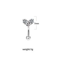 Simple Style Geometric Heart Shape Floral Stainless Steel Copper Plating Inlay Rhinestones Zircon White Gold Plated Gold Plated Eyebrow Nails sku image 2