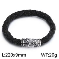 Simple Style Geometric Word Leather Titanium Steel Braid Men's Bracelets main image 2