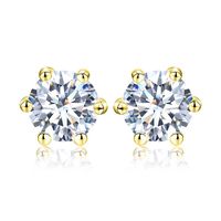 1 Pair Ig Style Shiny Round Gra Plating Inlay Sterling Silver Moissanite Silver Plated Ear Studs sku image 4