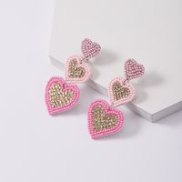 1 Pair Elegant Heart Shape Plastic Cloth Drop Earrings main image 6