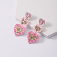 1 Pair Elegant Heart Shape Plastic Cloth Drop Earrings sku image 4