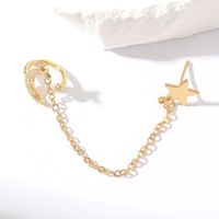 1 Piece Vintage Style Star Moon Plating Inlay Copper Zircon Gold Plated Ear Cuffs main image 3