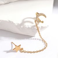 1 Piece Vintage Style Star Moon Plating Inlay Copper Zircon Gold Plated Ear Cuffs main image 5