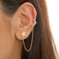 1 Piece Vintage Style Star Moon Plating Inlay Copper Zircon Gold Plated Ear Cuffs main image 4