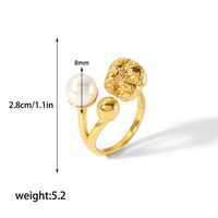 304 Stainless Steel 18K Gold Plated Vintage Style Plating Inlay Geometric Pearl Open Rings main image 2
