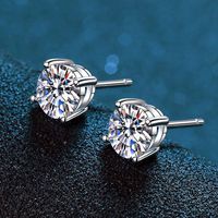 1 Pair Sweet Classic Style Geometric Inlay Sterling Silver Zircon White Gold Plated Ear Studs main image 1