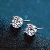 1 Pair Sweet Classic Style Geometric Inlay Sterling Silver Zircon White Gold Plated Ear Studs main image 5